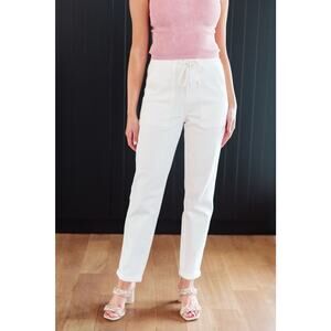 Judy Blue Jogger Women's 7/28 White Denim High Rise Cuffed Jeans Drawstring NWT